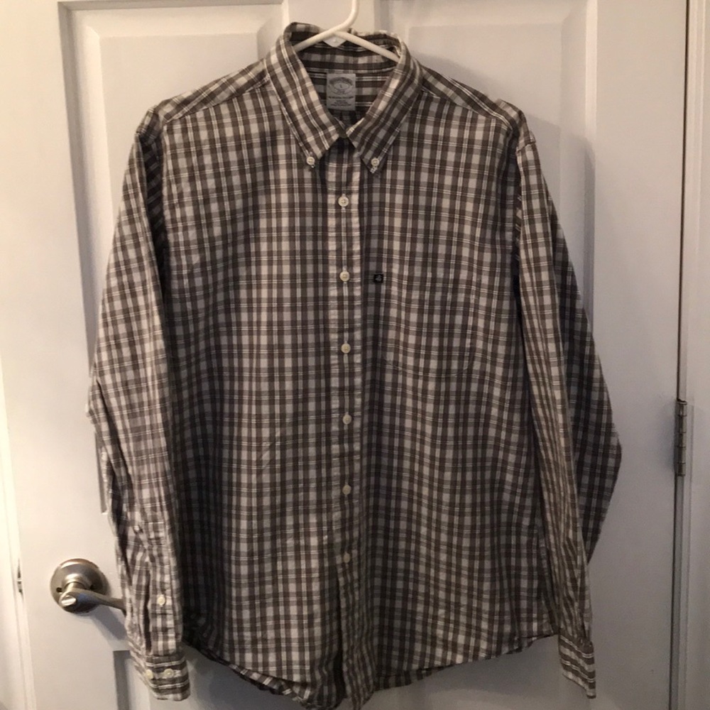 Brooks Brothers grey plaid dress shirt